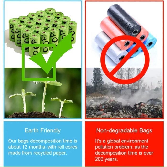 Biologiskt nedbrytbara hundbajspåsar med lavendeldoft och hållare - Bild 2