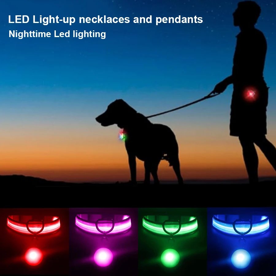 Lysande LED-hundhalsband med tre olika ljuslägen