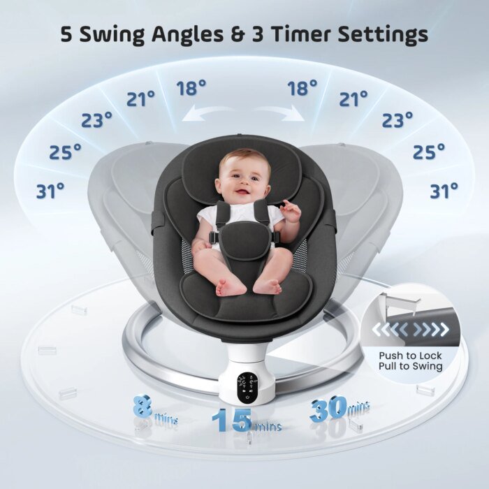 Smart elektrisk babygunga med appstyrning och Bluetooth - Bild 2