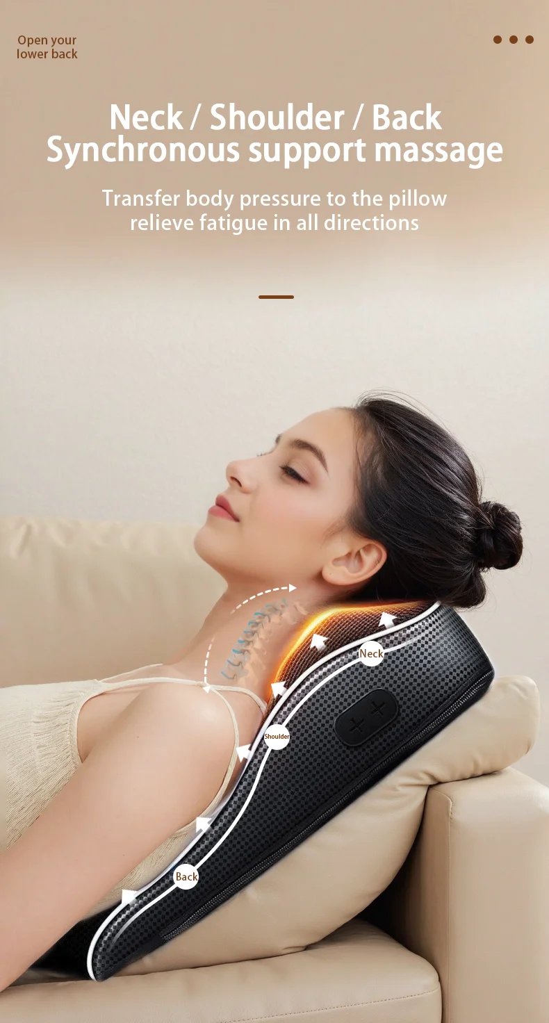 Elektrisk nack- och ryggmassagekudde med krockkuddetraktion