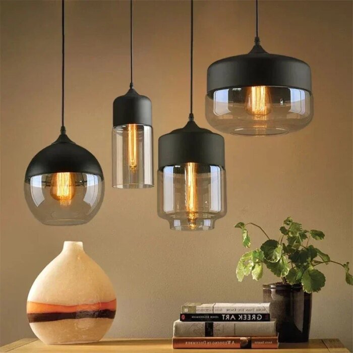 Nordisk Pendellampa i Glas och Trä - Bild 4