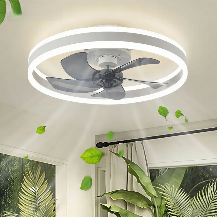 Minimalistisk 50cm Rund Takfläkt med LED-Ljus - Bild 2