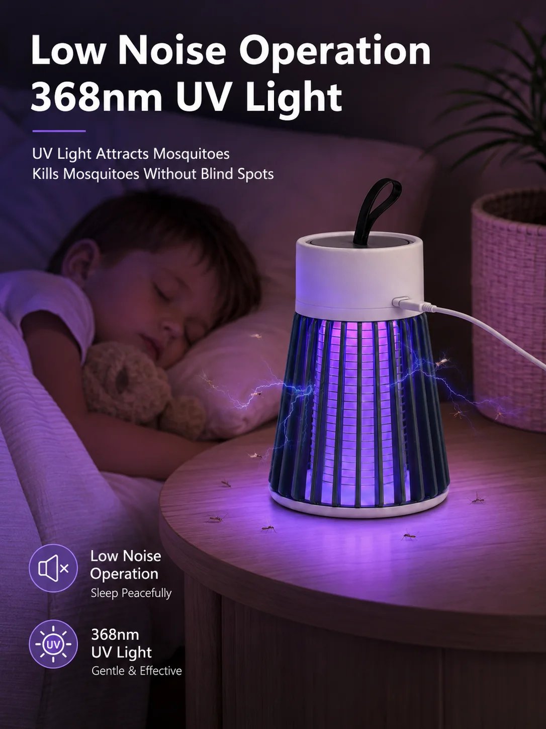 USB-C Elektrisk Myggfälla med UV-ljus