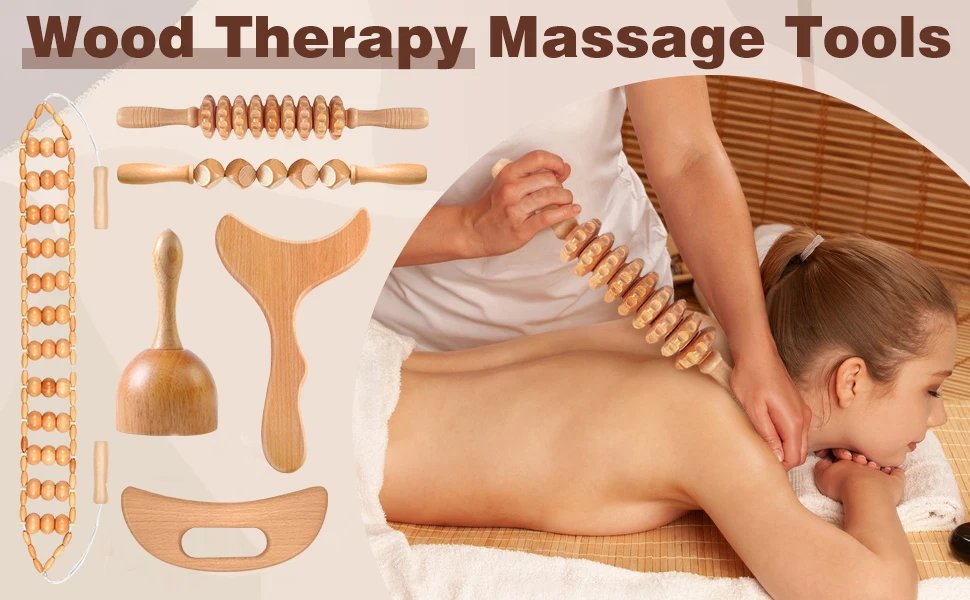 Redskap för träterapi och lymfdränerande massage