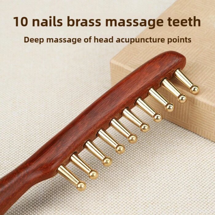 Massageram i kopparträ för huvud och hårbotten - Bild 2