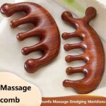 Träkam för hårbottenmassage och håroljeapplicering