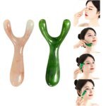 Y-formad gua sha-skrapa i harts för ansiktsmassage