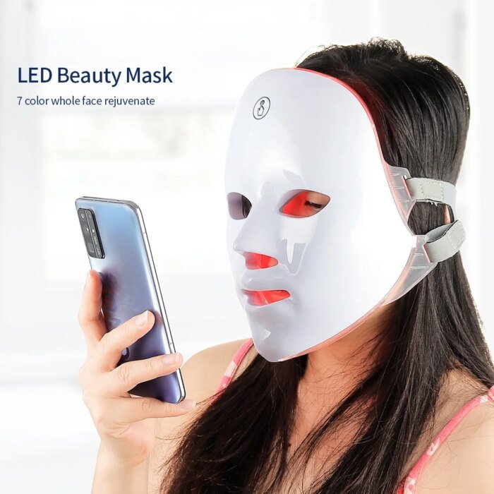Trådlös LED-mask för ansikte och hals med 7 ljuslägen - Bild 2