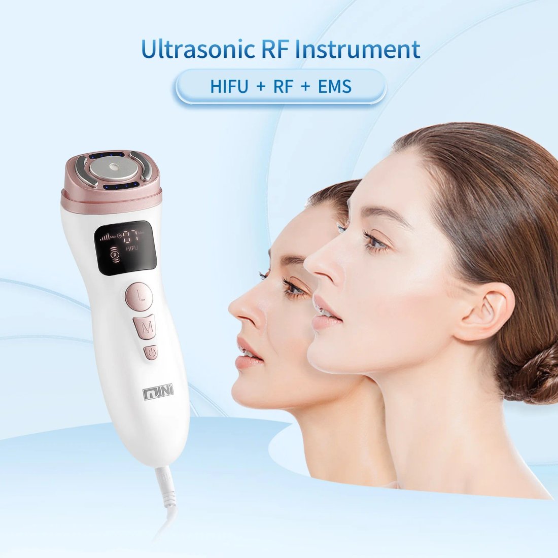Mini HIFU ansiktslyftningsapparat med RF och EMS