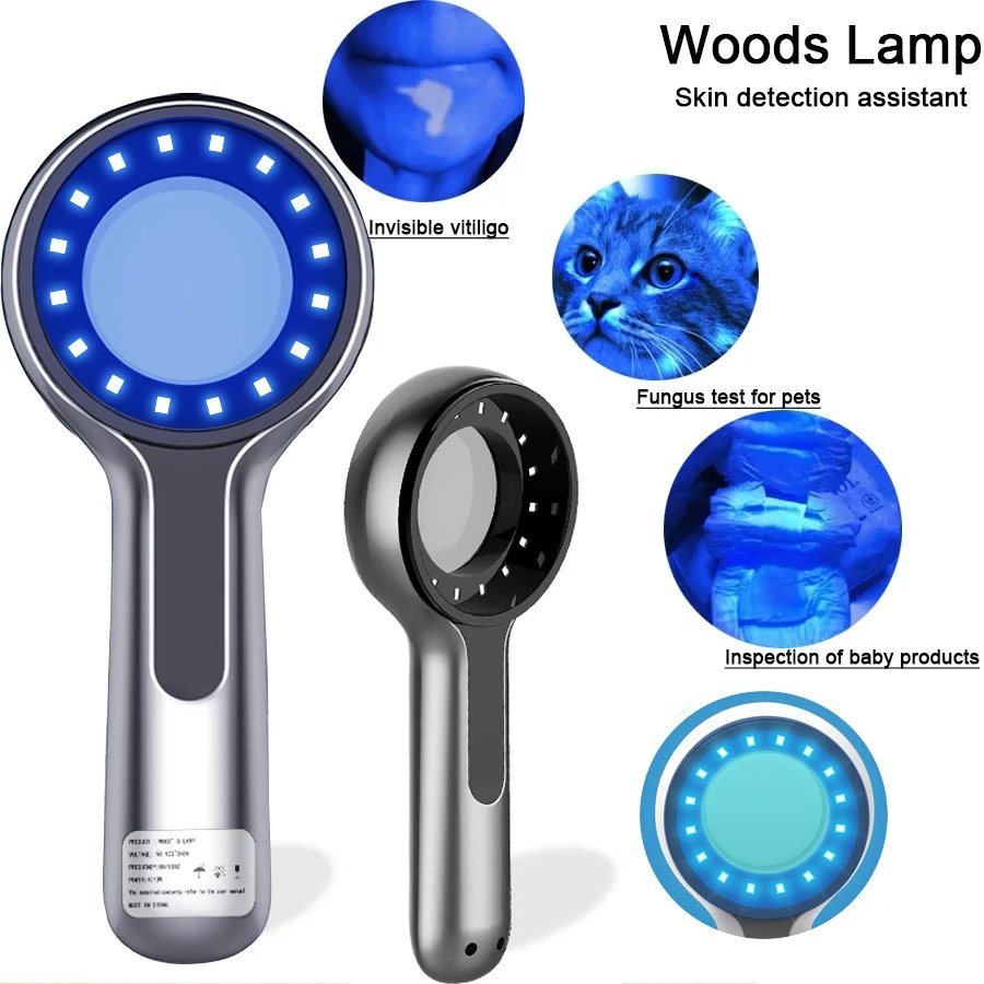 Wood’s Lamp hudanalysator med UV-förstoringsglas för ansiktstestning