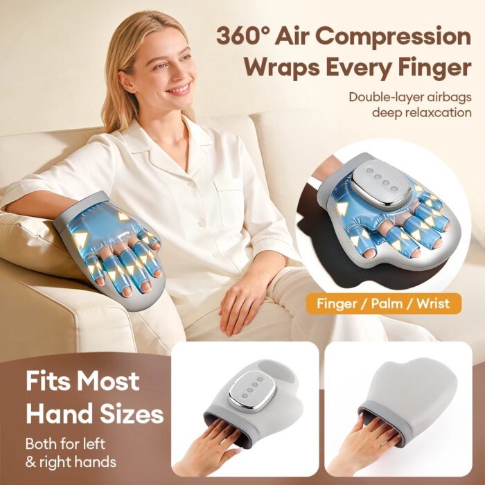 Elektrisk handmassageapparat med lufttryck och värme - Bild 2