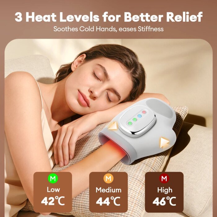 Elektrisk handmassageapparat med lufttryck och värme - Bild 4