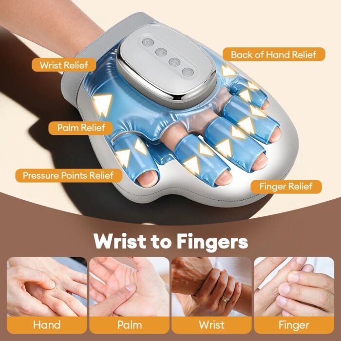 Elektrisk handmassageapparat med lufttryck och värme - Bild 3
