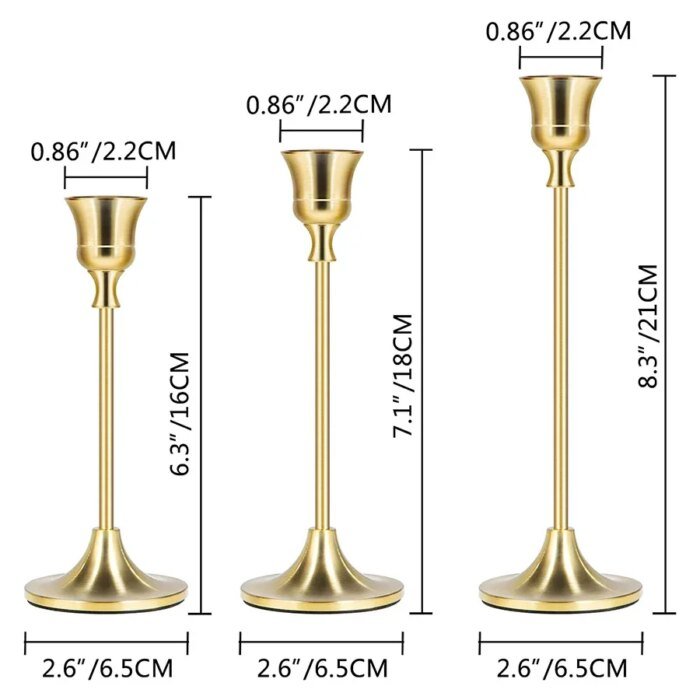 Eleganta ljusstakar i metall och aluminium 3-pack - Bild 2