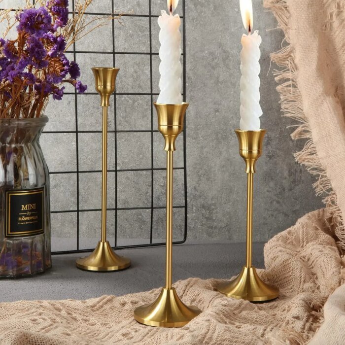 Eleganta ljusstakar i metall och aluminium 3-pack - Bild 4