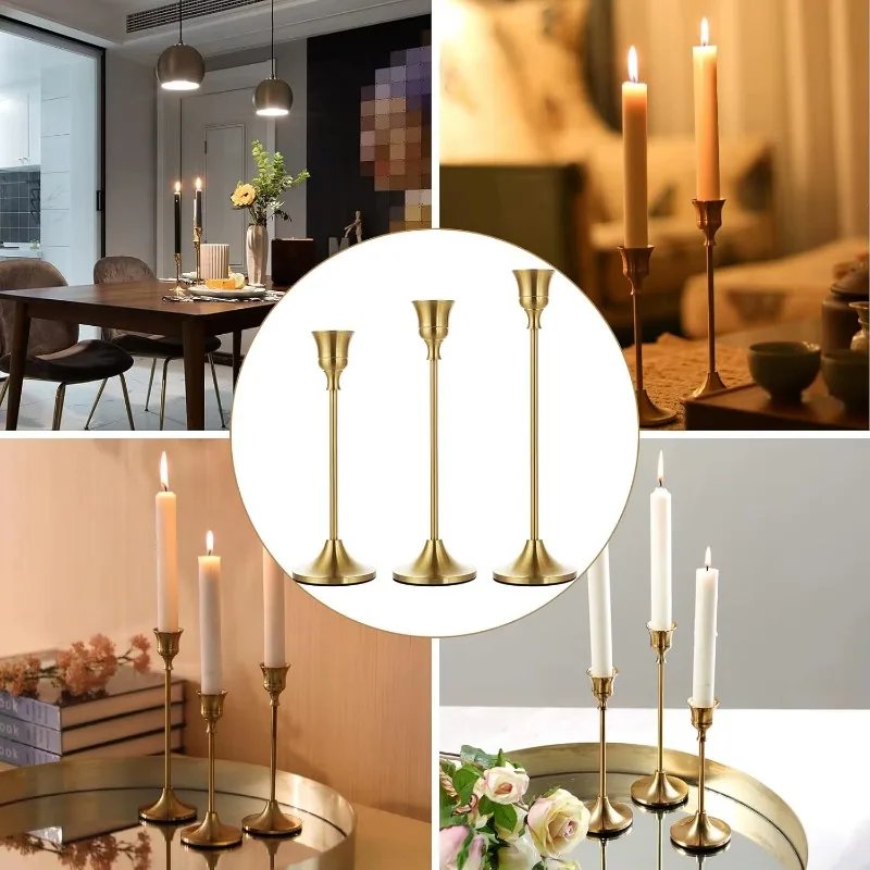 Eleganta ljusstakar i metall och aluminium 3-pack
