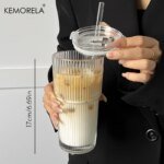 Räfflat dricksglas 600 ml för iskaffe och juice - Bild 4