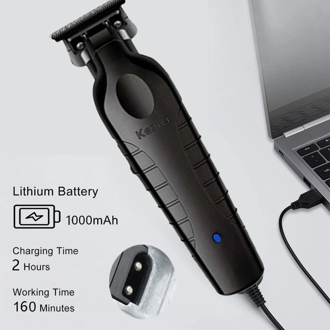 Kemei KM-2299 Professionell Laddningsbar Hårtrimmer och Hårklippare