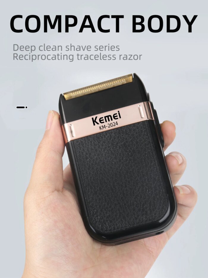 Kemei KM-2024 Vattentät USB-Laddningsbar Dubbelblads Rakapparat - Bild 5