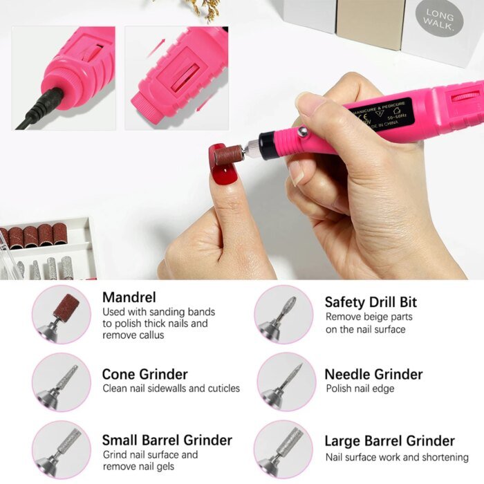Elektrisk Nagelslip Och Manikyrsats Med Slipstift - Bild 2