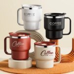 Isolerad kaffemugg i rostfritt stål med handtag