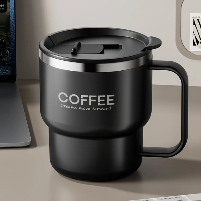 Isolerad kaffemugg i rostfritt stål med handtag - Image 4