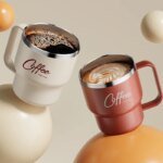 Isolerad kaffemugg i rostfritt stål med handtag - Image 2