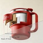Isolerad kaffemugg i rostfritt stål med handtag - Image 3