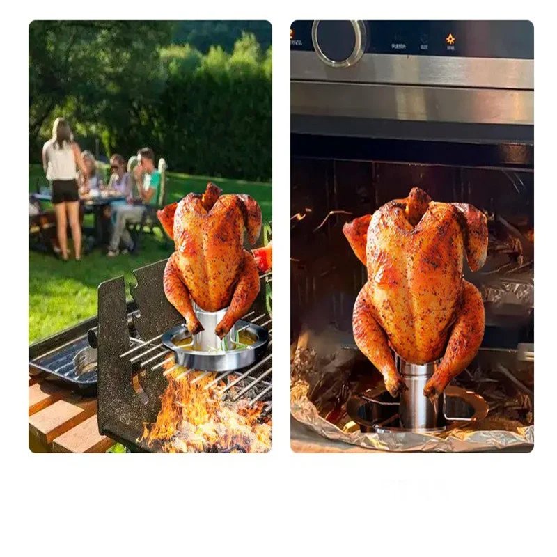 Avtagbart kycklingställ i rostfritt stål för grillning