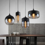 Nordisk Pendellampa i Glas och Trä