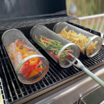 Rullande grillkorg i rostfritt stål för utegrill - Bild 2