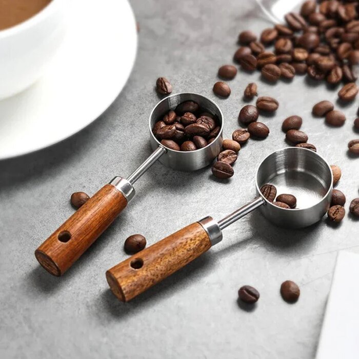 Kaffe- och måttsked i rostfritt stål med trähandtag - Bild 3