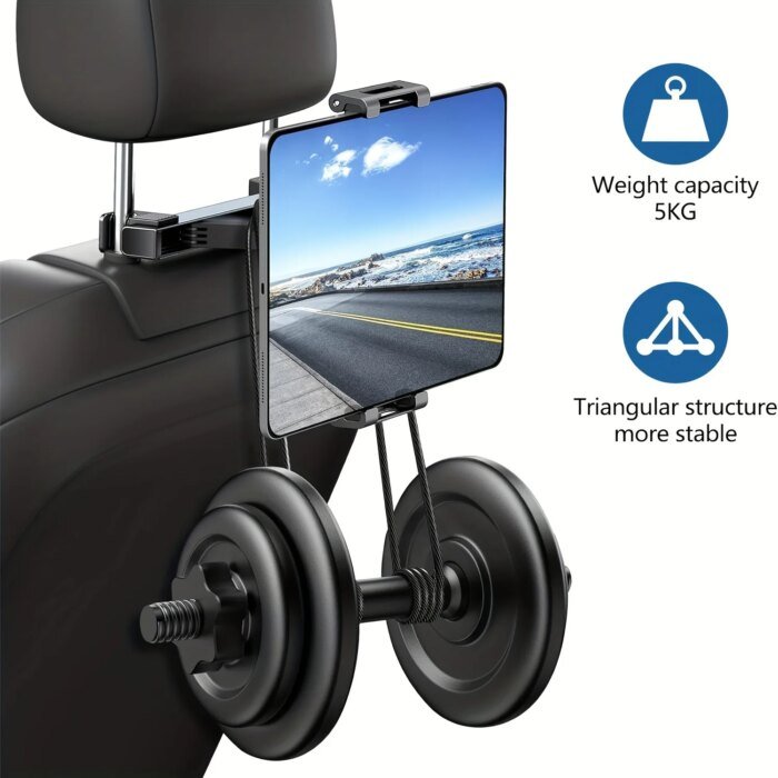 360° Roterbar mobil- och surfplattehållare för bilens nackstöd - Bild 3
