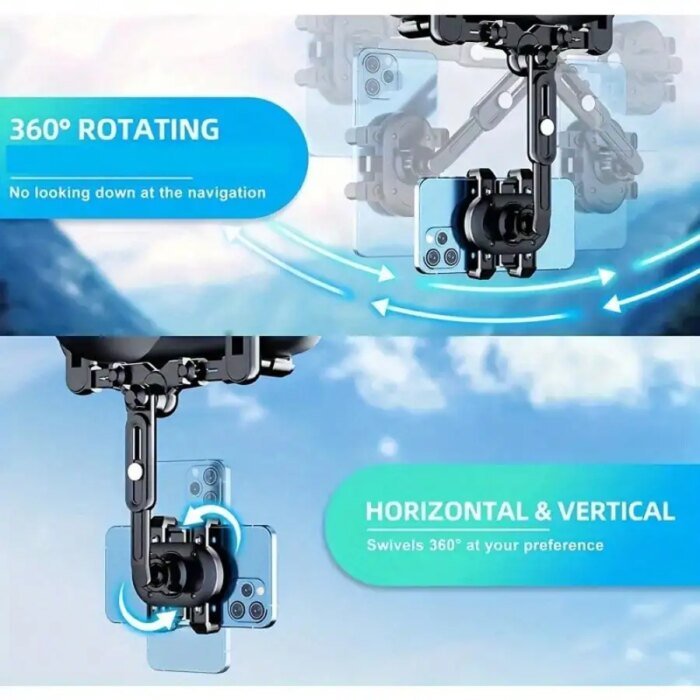 360° Roterbar och utdragbar mobilhållare för backspegel - Bild 2