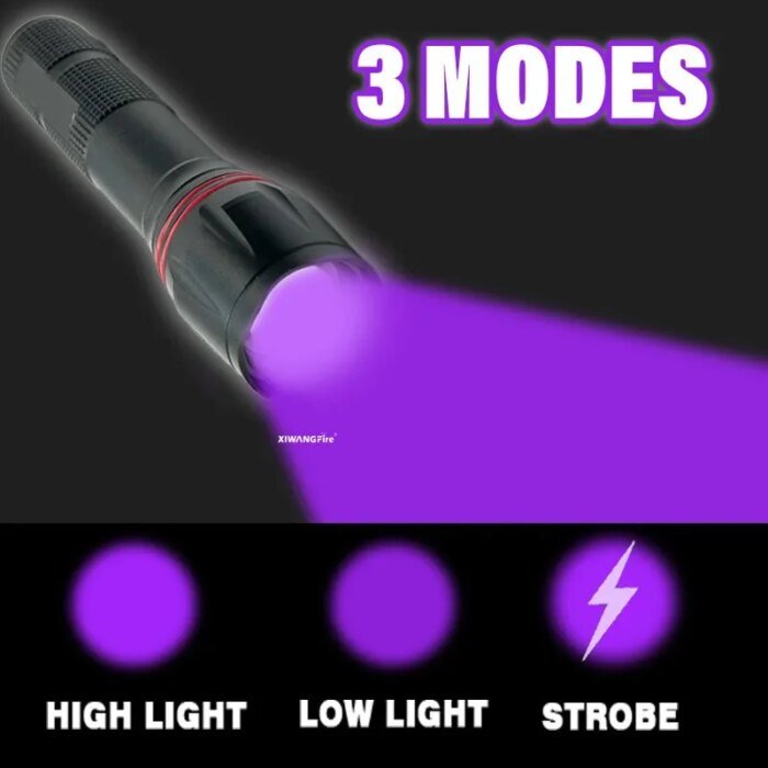 Uppladdningsbar 395nm UV LED-ficklampa med zoom - Bild 2