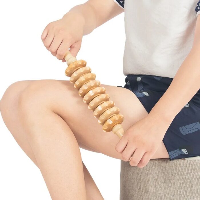 Ergonomisk Trämassagerullare med Räfflade Kugghjul för Kroppsfascia - Image 3