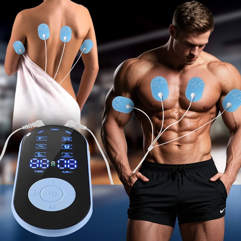 Elektrisk TENS och EMS muskelstimulator för kROppsmassage