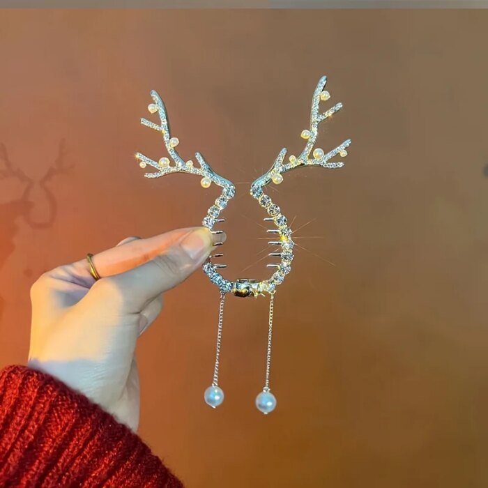 Rendjurshorn Hårnål med Strass och Röda Bär - Image 3