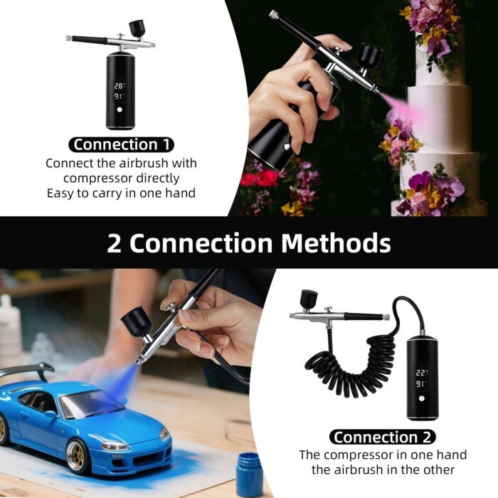Bärbar Mini Airbrush med Kompressor för Naglar och Smink - Image 2