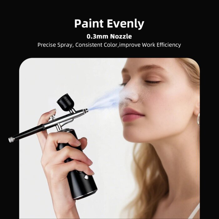 Bärbar Mini Airbrush med Kompressor för Naglar och Smink - Image 3