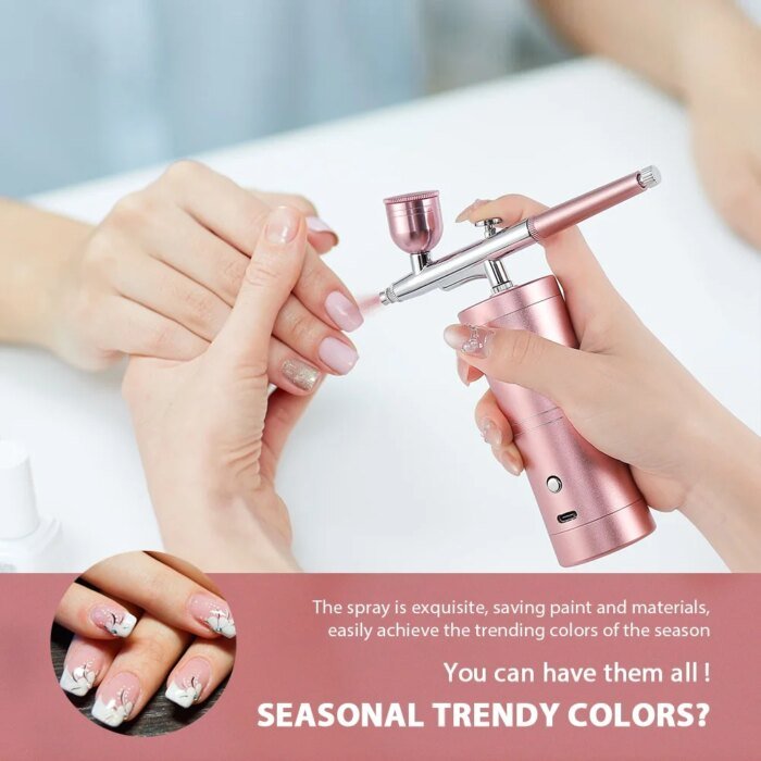 Rosa Mini Airbrush Med Kompressor För Nagelkonst Och Ansiktsspray - Image 2