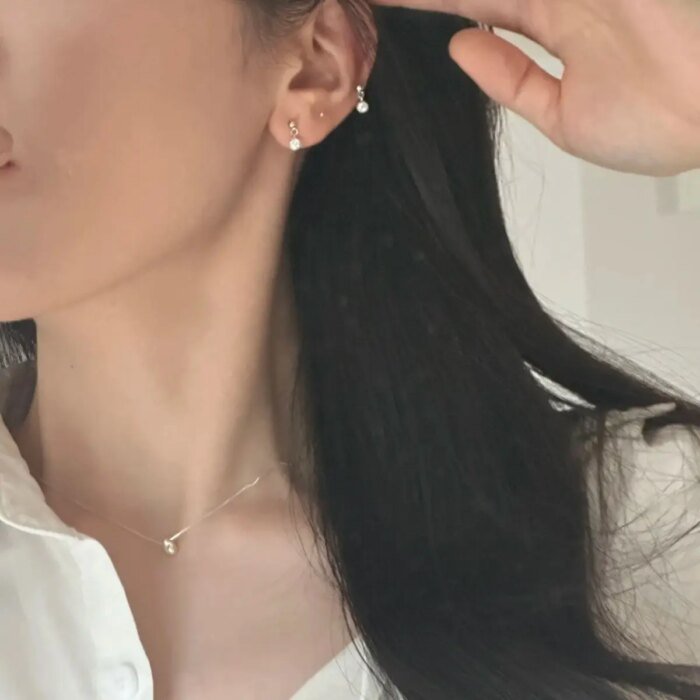 Lyxigt kulhalsband i 925 silver med geometriskt hänge - Image 2