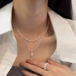 Exklusivt dubbelhalsband i 925 silver med hänge