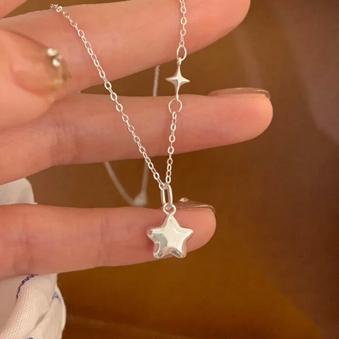 Stjärnhalsband i 925 silver med minimalistiskt hänge - Image 2