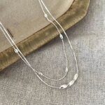 Dubbelkedjat silverhalsband i 925 sterling med geometriskt hänge - Image 3
