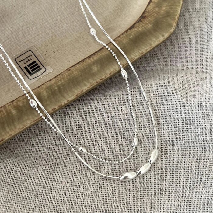 Dubbelkedjat silverhalsband i 925 sterling med geometriskt hänge - Image 2