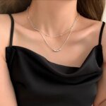 Dubbelkedjat silverhalsband i 925 sterling med geometriskt hänge - Image 4