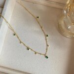 Grönt droppformat silverhalsband i 925 sterling - Image 3