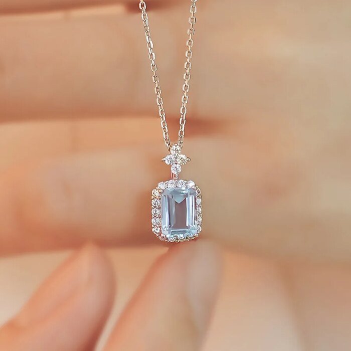 Kvadratiskt geometriskt silverhalsband i 925 sterling - Image 2