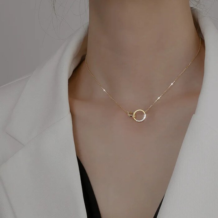 Cirkelformat silverhalsband i 925 sterling för dam - Image 3